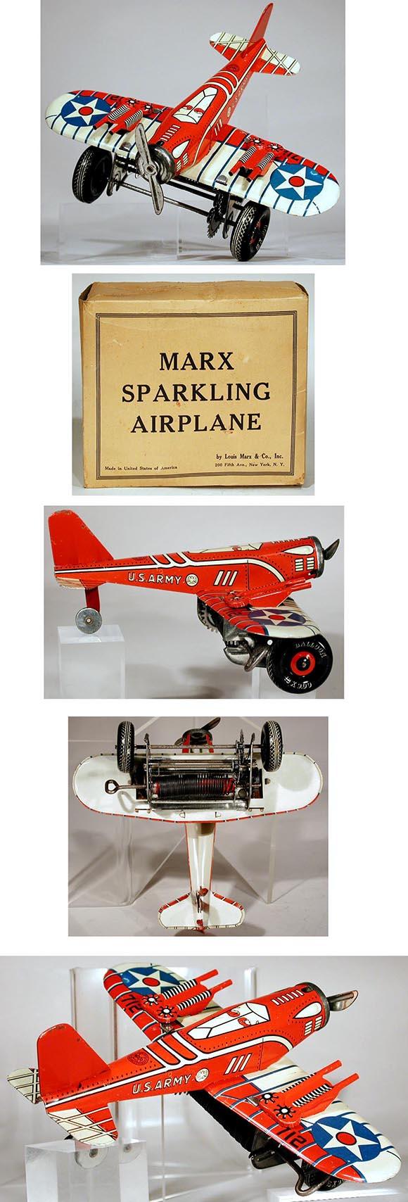 c.1939 Marx, U.S. Army Sparkling (Pursuit) Airplane in Original Box